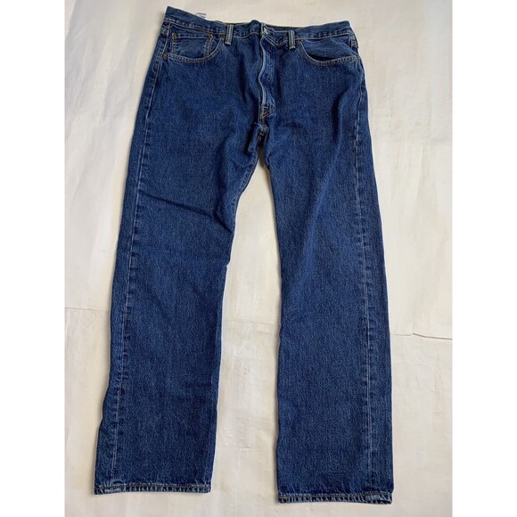 Levis Jeans Mens 38x32 Blue 501 Straight Button Fly Western American Denim - Picture 1 of 9